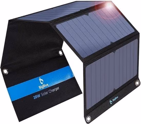 Pannello Solare Portatile Ripiegabile BIGBLUE 28W con Ricarica USB con uscita USB-A in versione Black e Grey