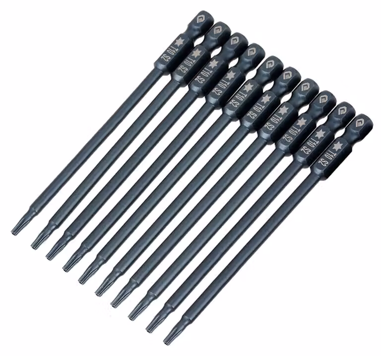 Bits Torx T10 - Set da 10 pezzi - Magnetici - 100 mm - Bits per cacciavite - Adatti per lavori - Acciaio S2