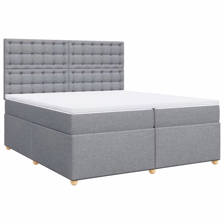 Giroletto a Molle con Materasso Grigio Chiaro 200x200cm Tessuto