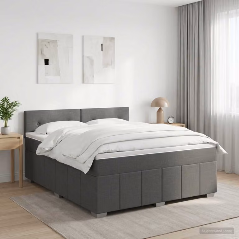 vidaXL Letto box spring con materasso a molle insacchettate Grigio e Bianco L 140 x P 190 cm
