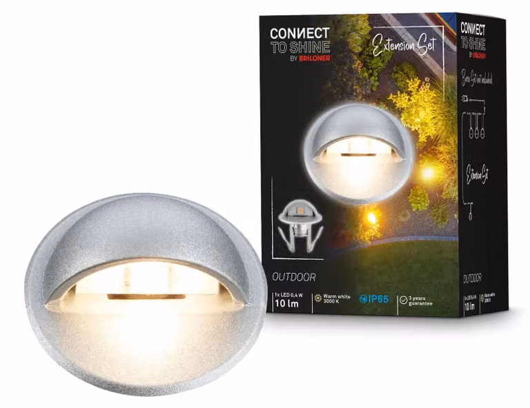 Briloner Faretto da incasso a terra per esterni Ø3,5cm rotondo 0,4W 10lm 3000K bianco caldo IP65 cromo opaco - Luce da incasso a terra giardino terrazza