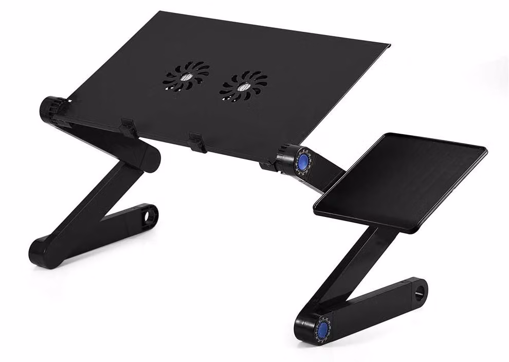 Tavolo portatile per laptop, pieghevole e regolabile, con sistema di ventilazione e supporto per il mouse