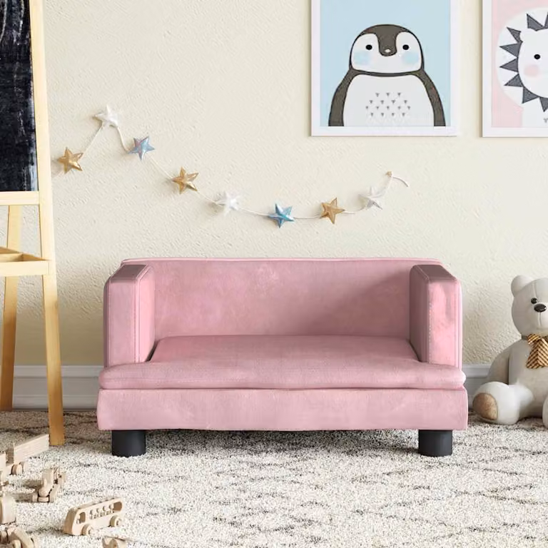 vidaXL Divano per Bambini Rosa in Velluto L/P/H: 60 x 40 x 30 cm