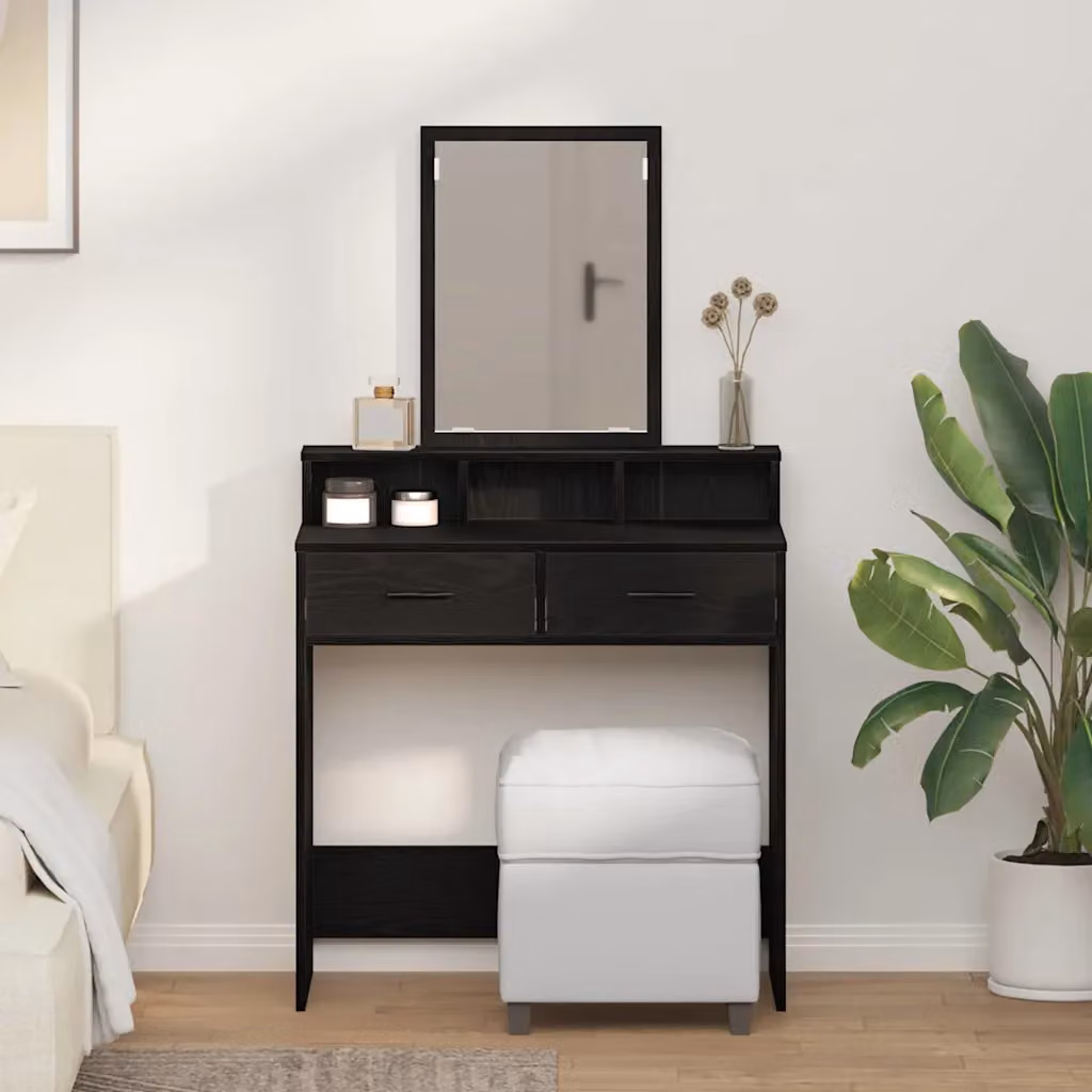 vidaXL Tavolo da Trucco Moderno Nero L: 79 cm, P: 41 cm, H: 140 cm