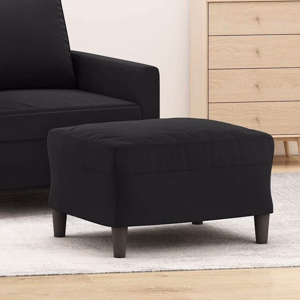 Poggiapiedi vidaXL in Velluto Nero L: 60 cm, P: 50 cm, H: 41 cm