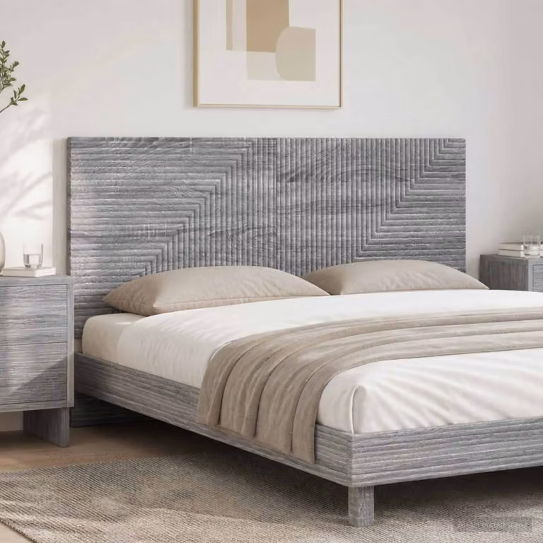 Testiera da muro vidaXL HAARLEM Sonoma grigio in legno ingegnerizzato con ripiano integrato L: 120 cm, H: 50 cm, P: 10,44 cm