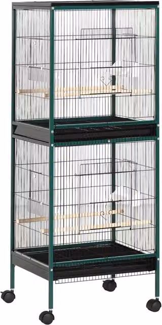 Gabbia per Uccelli Grande con Piedistallo Doppio ¨C Minimal ¨C 51.5x50x140 cm