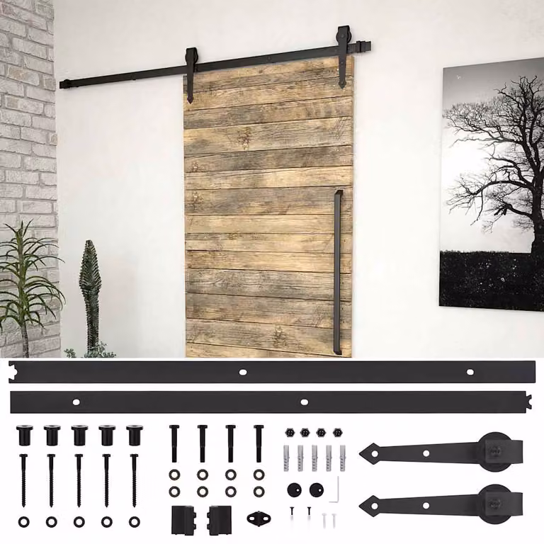 vidaXL Kit di Binari per Porte Scorrevoli SKIEN in Acciaio Nero Opaco, Lunghezza: 200 cm