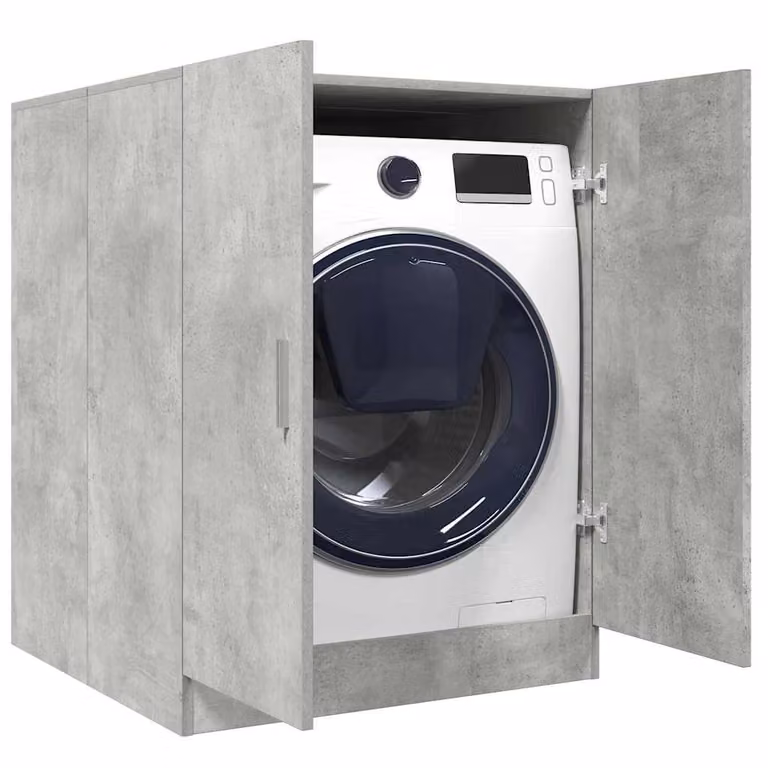 Mobile per lavatrice vidaXL in MDF con ante a battente, Grigio Cemento, L 70,5 cm x P 71,5 cm x H 91,5 cm