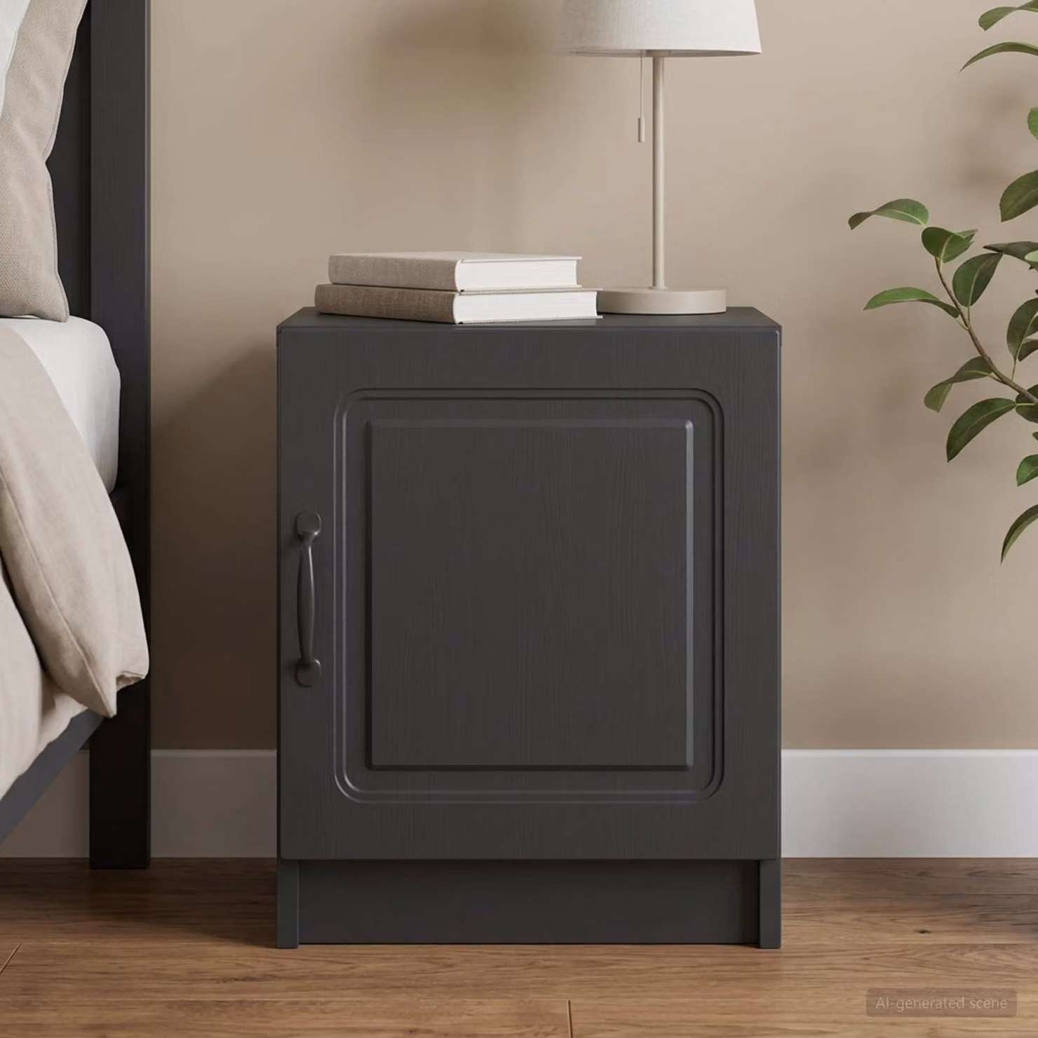 Armadio da notte moderno vidaXL in legno ingegnerizzato nero L: 43 cm, P: 34,5 cm, H: 47 cm