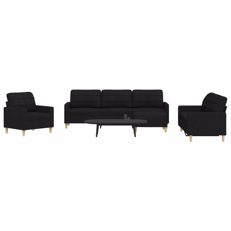 Set di divani vidaXL 4 pezzi con poggiapiedi nero in tessuto moderno per soggiorno