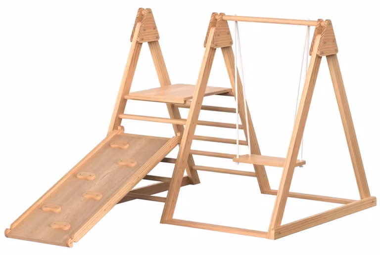 Set giochi in legno per arrampicata e altalena – Set 3-in-1 – Scivolo e torre da arrampicata – Adatto dai 1 anno