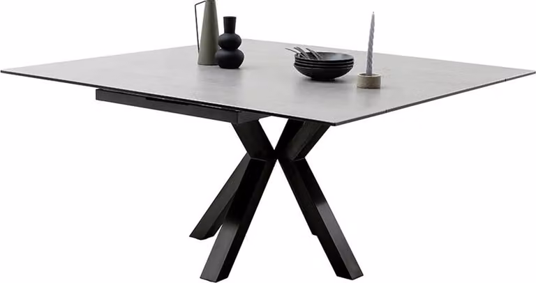 Tavolo da pranzo MCA Pallini - allungabile - vetro grigio chiaro tavolo allungabile in metallo 90/150 x 90 cm