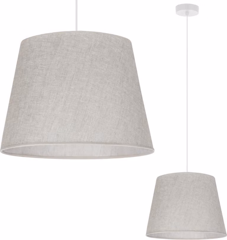 Lampada a sospensione Len cono bianco 1 luce paralume beige chiaro L01 38cm
