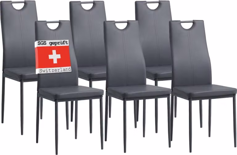 Albatros sedie da sala da pranzo SALERNO set di 6, grigio - Elegante design italiano, sedia imbottita con rivestimento in Pelle finta, moderna ed elegante per il tavolo da pranzo - sedia da cucina, sedia da sala da pranzo, alta capacità di carico