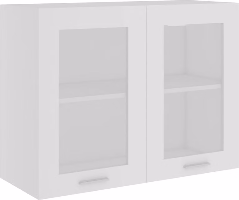 Mobile Pensile con Vetro “Lyon” Bianco 80x31x60 cm