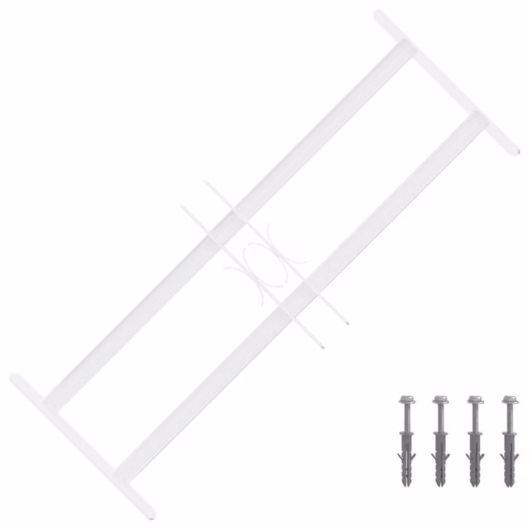 Set di 3 Griglie di Sicurezza per Finestre vidaXL con 2 Traverse in Acciaio Zincato Bianco, Regolabili da 43 a 74 cm