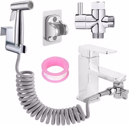Ibenzoa® Doccetta per WC in acciaio inossidabile 304, erogatore di acqua regolabile, tubo telescopico, montaggio semplice in 10 minuti, colore argento