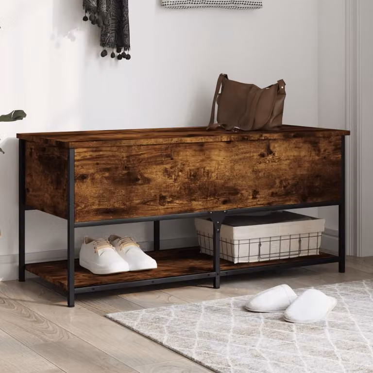Panca portaoggetti vidaXL in legno Rovere Fumo per ingresso e soggiorno L: 100 cm, P: 42,5 cm, H: 47 cm