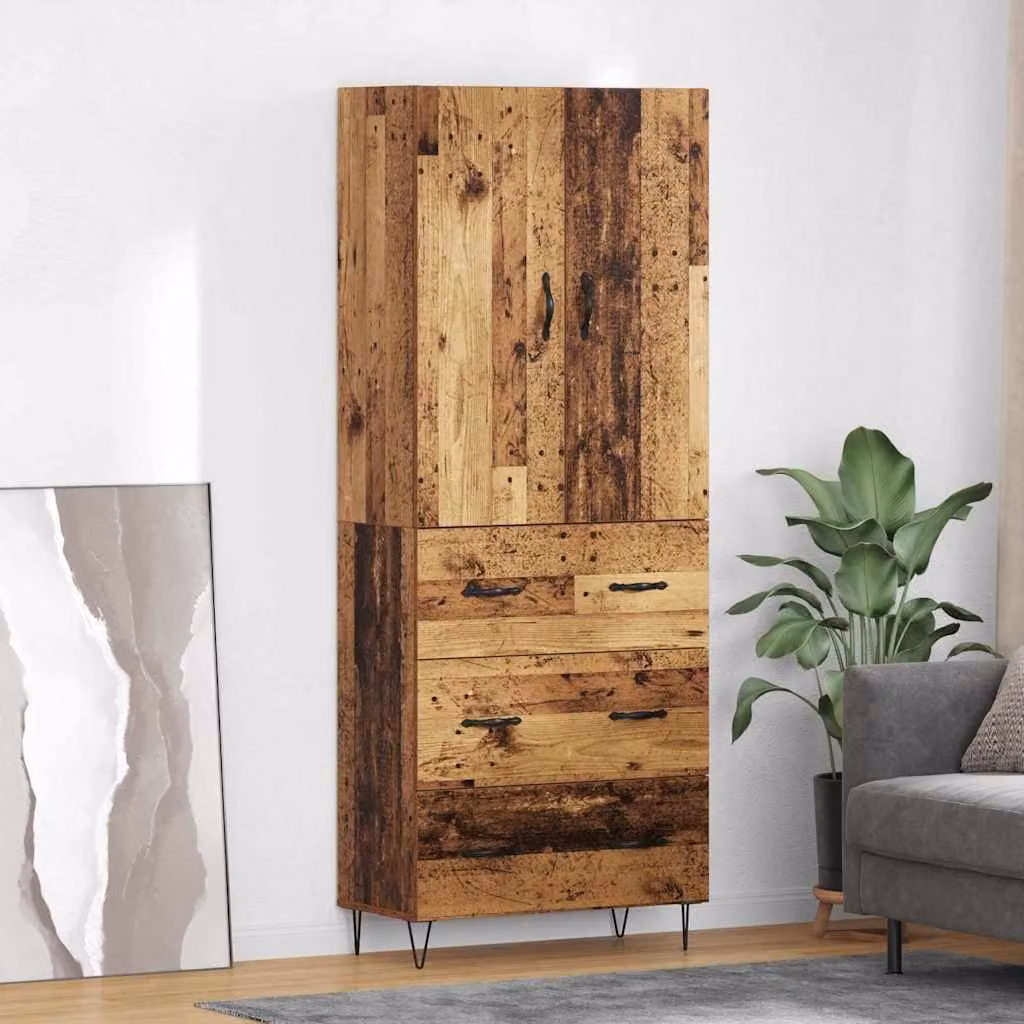 Set di 2 credenze vidaXL in legno vecchio marrone L: 69,5 cm, P: 34 cm, H: 180 cm