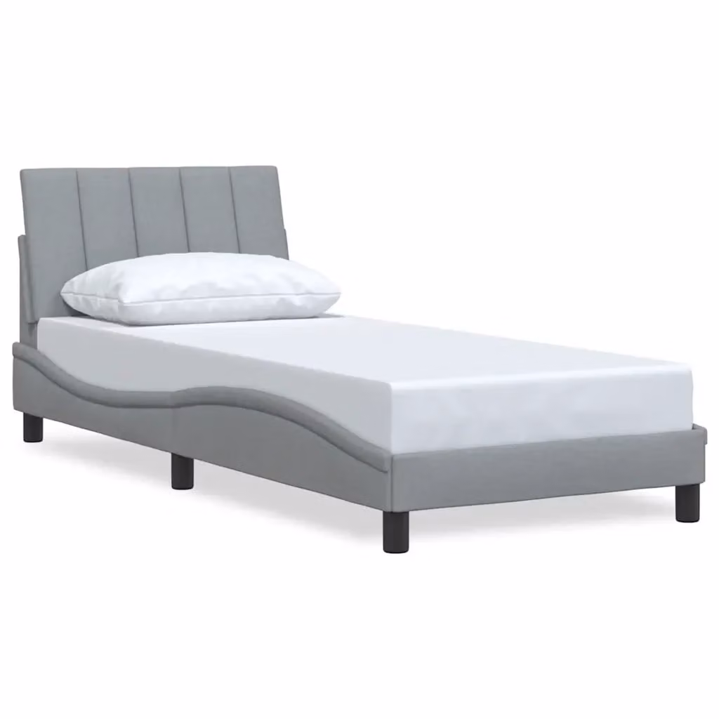 Struttura Letto Hanko Design Mania Grigio Chiaro con Doghe in Legno L/P/H: 200 x 90 x 74,5 cm – 2