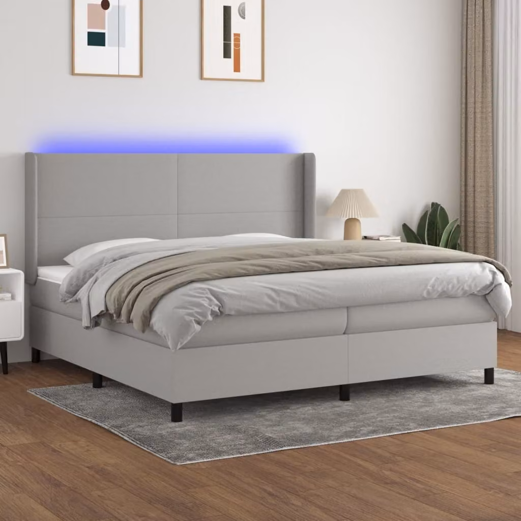 Maison Exclusive - Letto a Molle Materasso e LED Grigio Chiaro 200x200 cm Tessuto