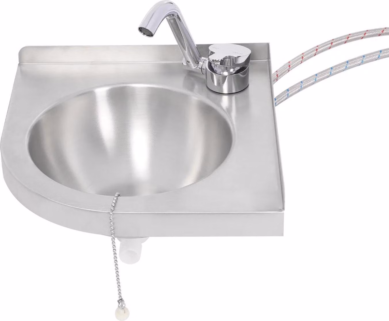 Lavello da cucina - Triangolare a 1 vasca - 30,5 x 30,5 cm - Acciaio inossidabile 304 - Foro rubinetteria 3,5 cm e scarico 4 cm - Per camper/barca/bar - Argento