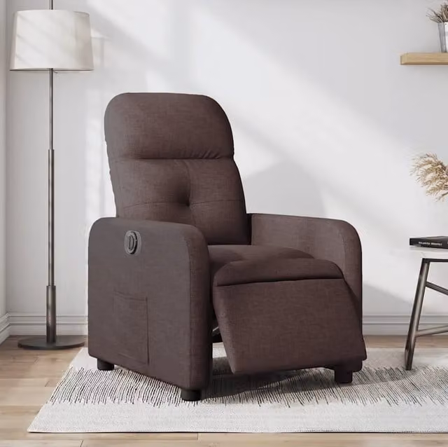 Poltrona Elettrica Reclinabile Marrone Scuro in Tessuto 3206782