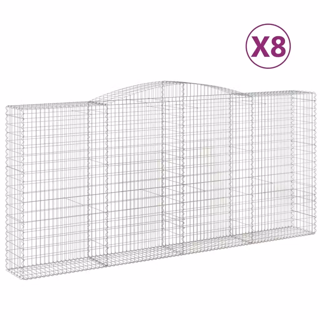 Set di 8 Cesti Gabbioni ad Arco Videx in Acciaio Zincato Argento L: 400 cm, P: 50 cm, H: 180/200 cm – 2