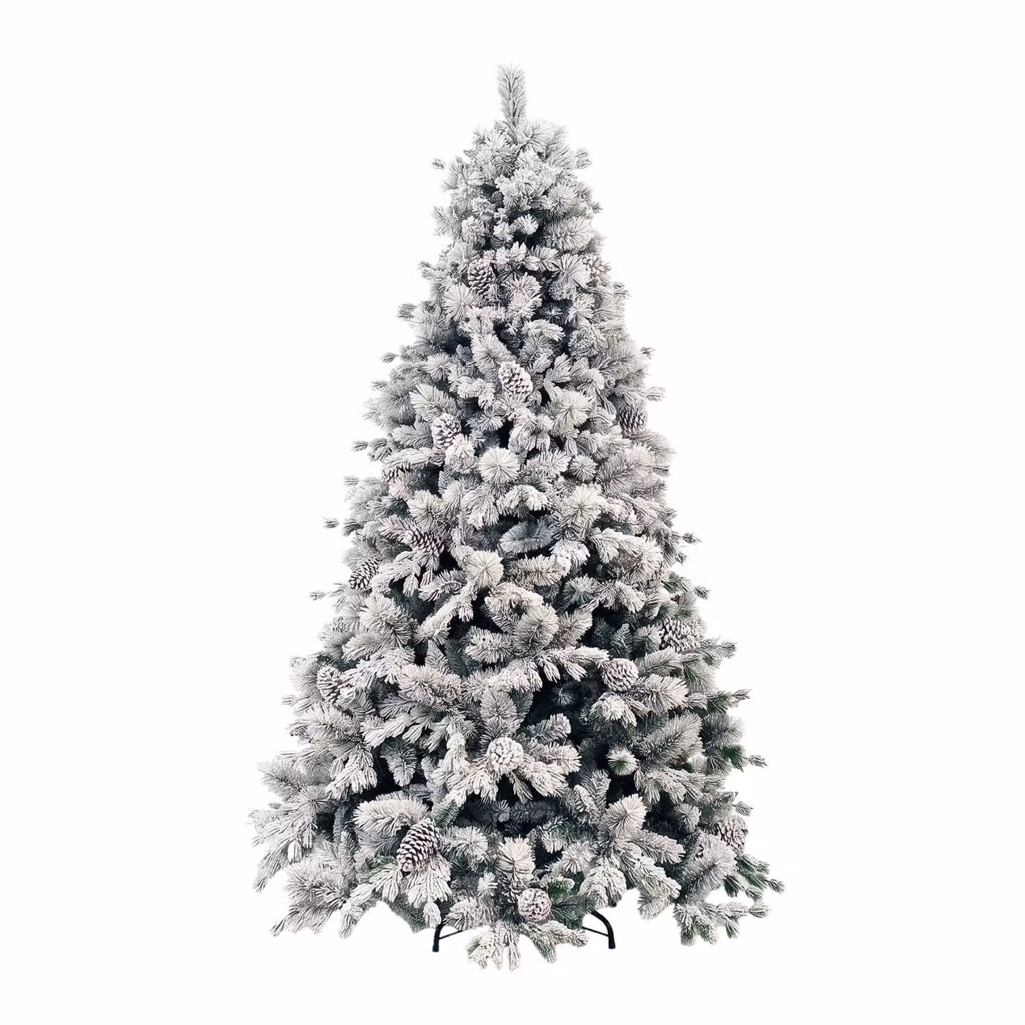 Albero di Natale Artificiale Innevato Monte Pamir VESTIAMO CASA, Colore Bianco e Verde, H 210 cm, Diametro alla base: 148 cm – 1