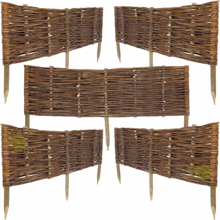 Recinzione in salice 100x30 cm Set di 5 pezzi. Palizzata in salice per il giardino. Recinzione in salice per bordure di aiuole