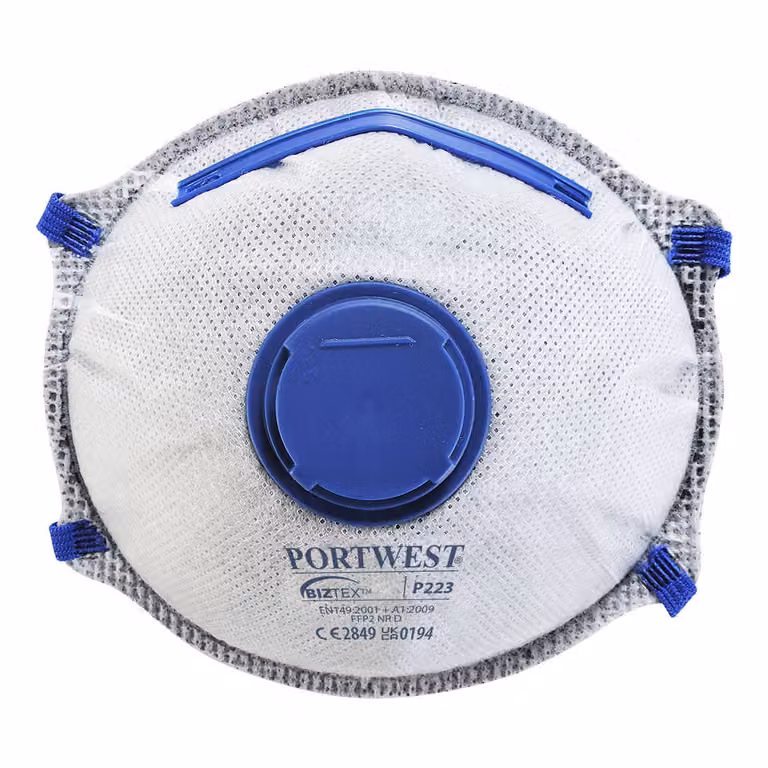 Portwest P223 FFP2 maschera per polveri sottili in dolomite con valvola e carbone bianco