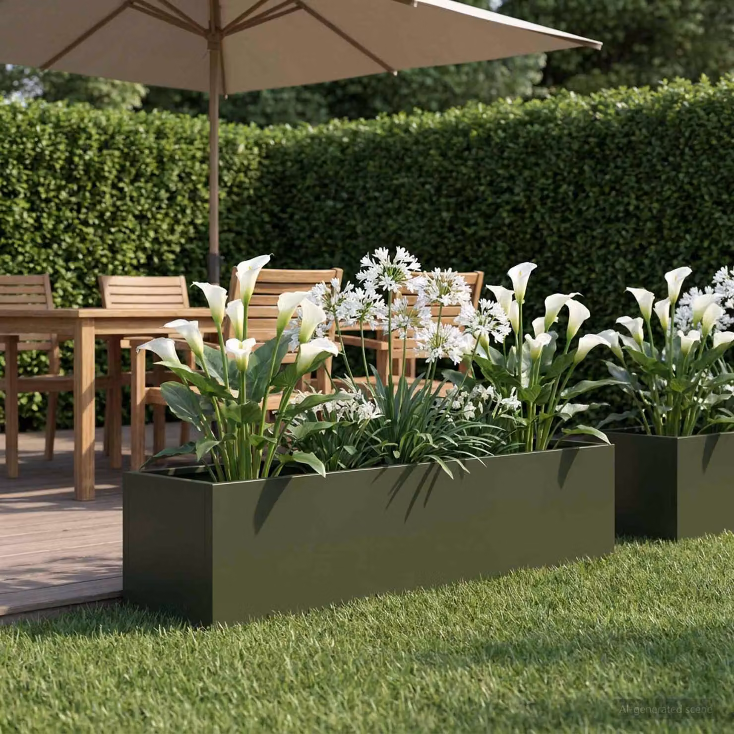 vidaXL Vaso da giardino in metallo Verde, L: 100 cm, P: 20 cm, H: 20 cm