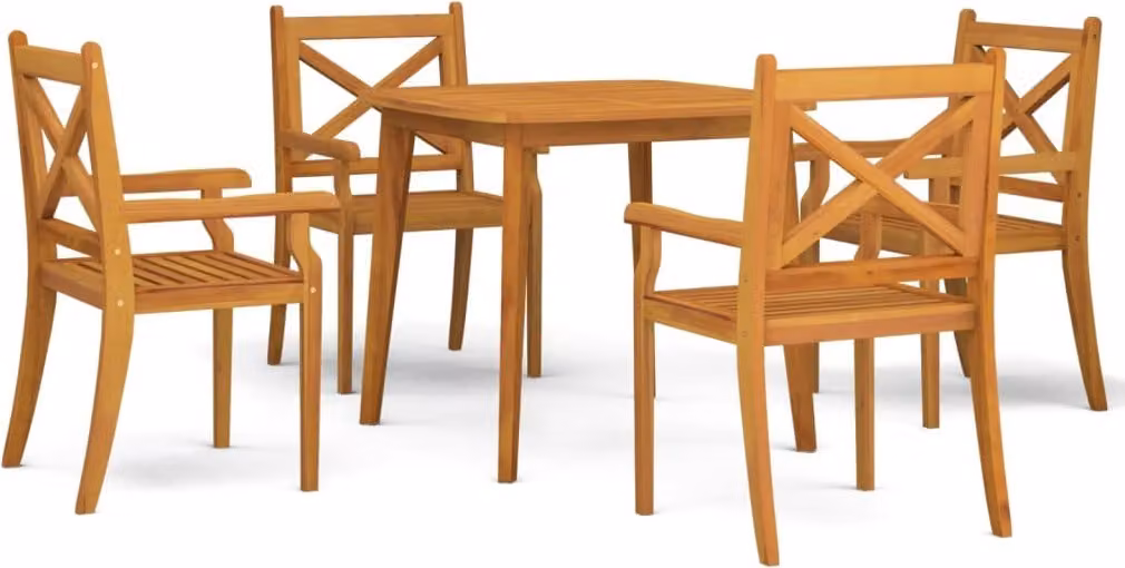 Set Mobili da Pranzo per Giardino 5 pz Legno Massello di Acacia
