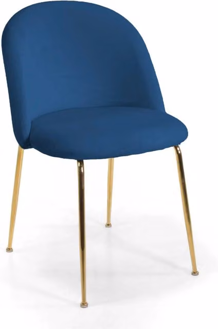 Sedia Sammi Vacchetti in velluto blu con struttura oro L: 50 cm, P: 57 cm, H: 47-77,5 cm