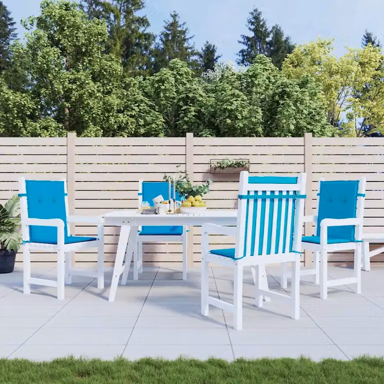 Set di 4 cuscini per sedie da giardino vidaXL in tessuto Oxford blu, impermeabili e traspiranti con fodera rimovibile