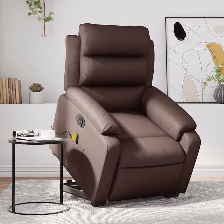 vidaXL Poltrona Alzapersona Elettrica Reclinabile in Similpelle Marrone con Braccioli