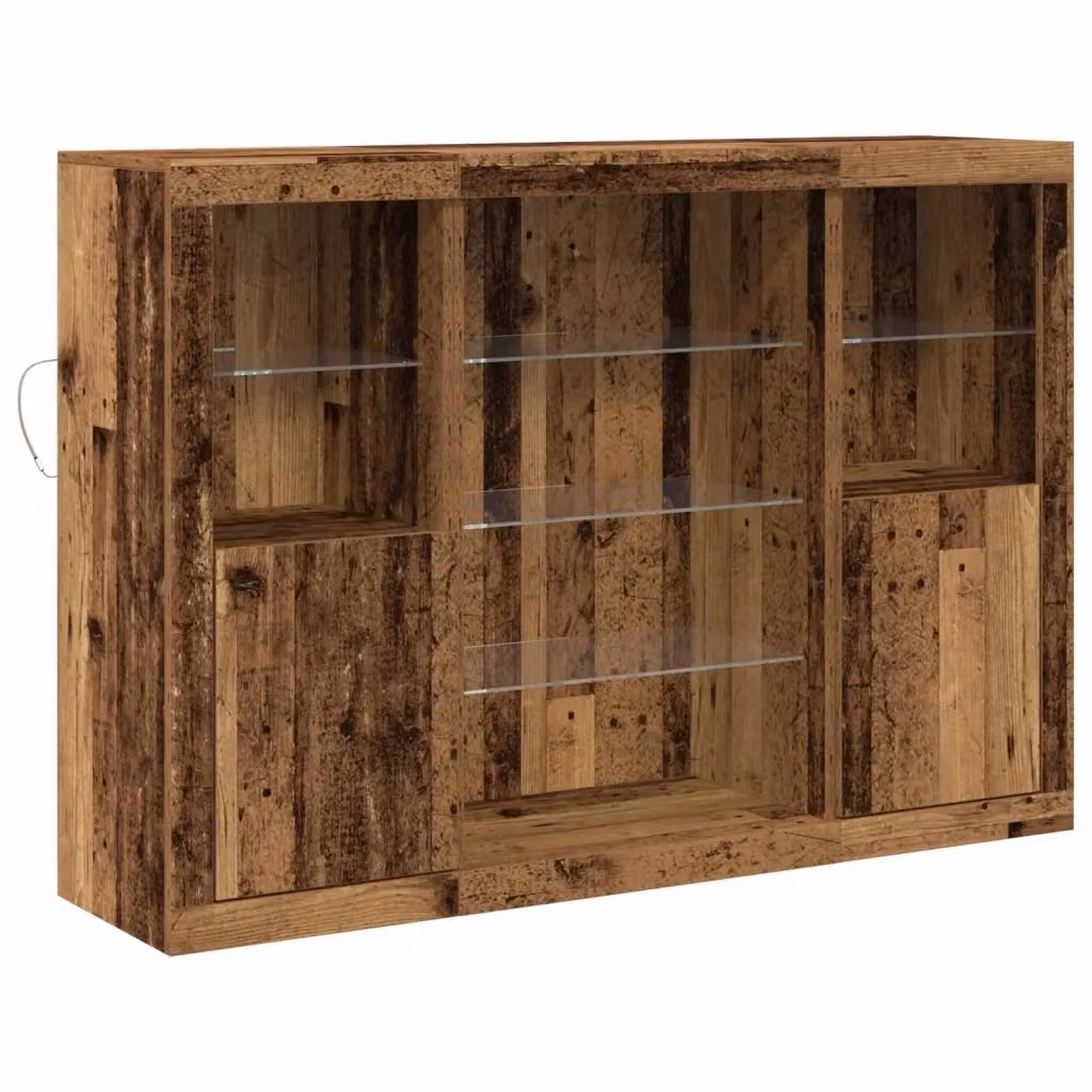 Madia moderna vidaXL in legno e vetro con illuminazione LED integrata, colore marrone, L: 142,5 cm, P: 37 cm, H: 100 cm – 2