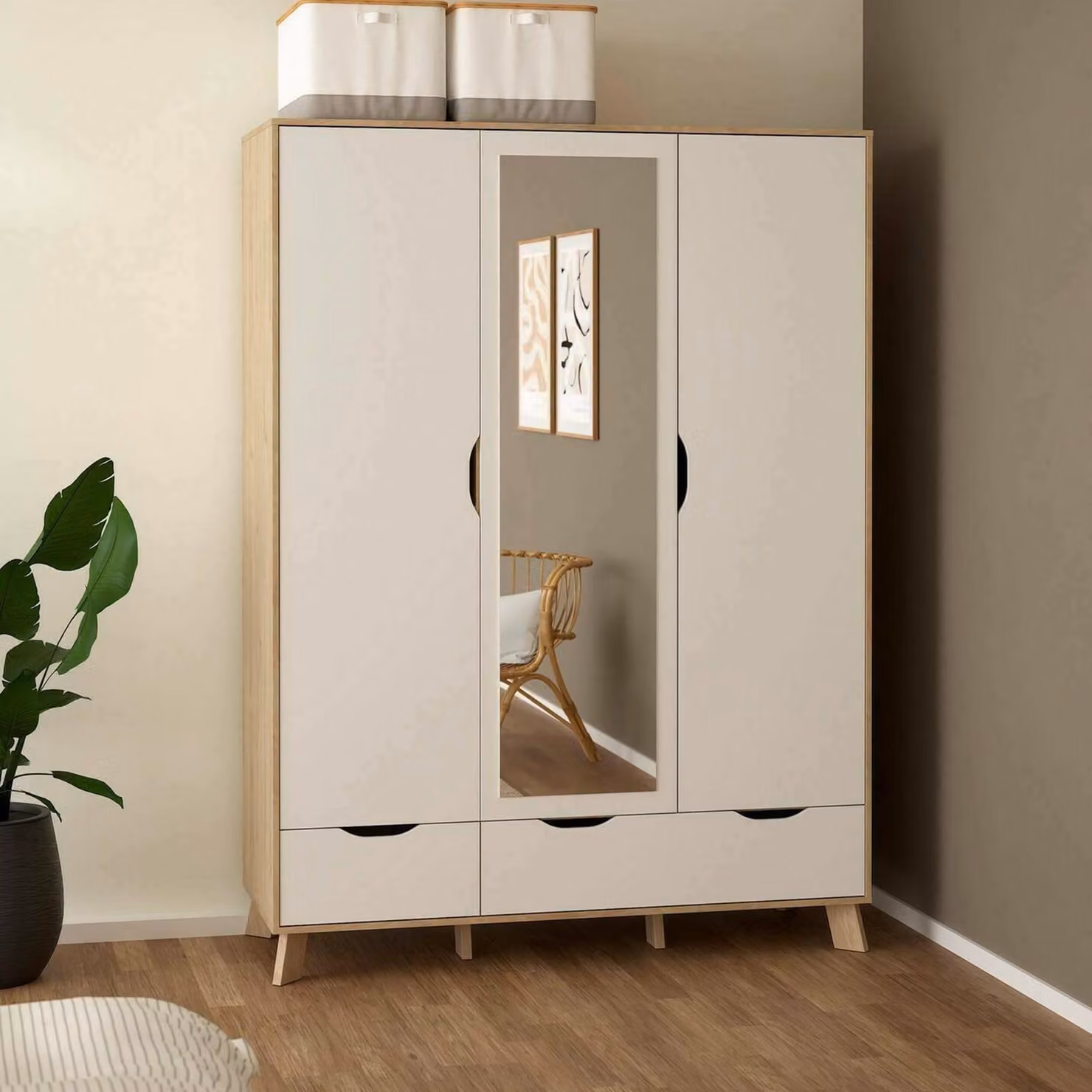 Dmora Guardaroba 2 Ante Pyarr 58.1x201h cm Bianco, Appendiabiti 2 Ante