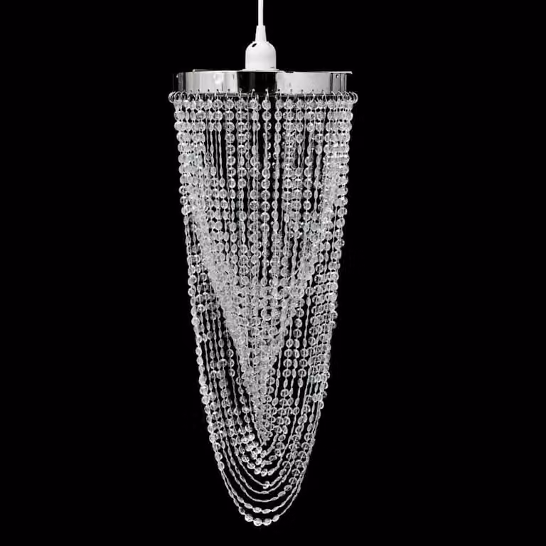 Lampadario Sospeso vidaXL in Metallo e Cristallo Trasparente con Argento, Stile Classico per Soggiorno e Sala da Pranzo, Attacco E27