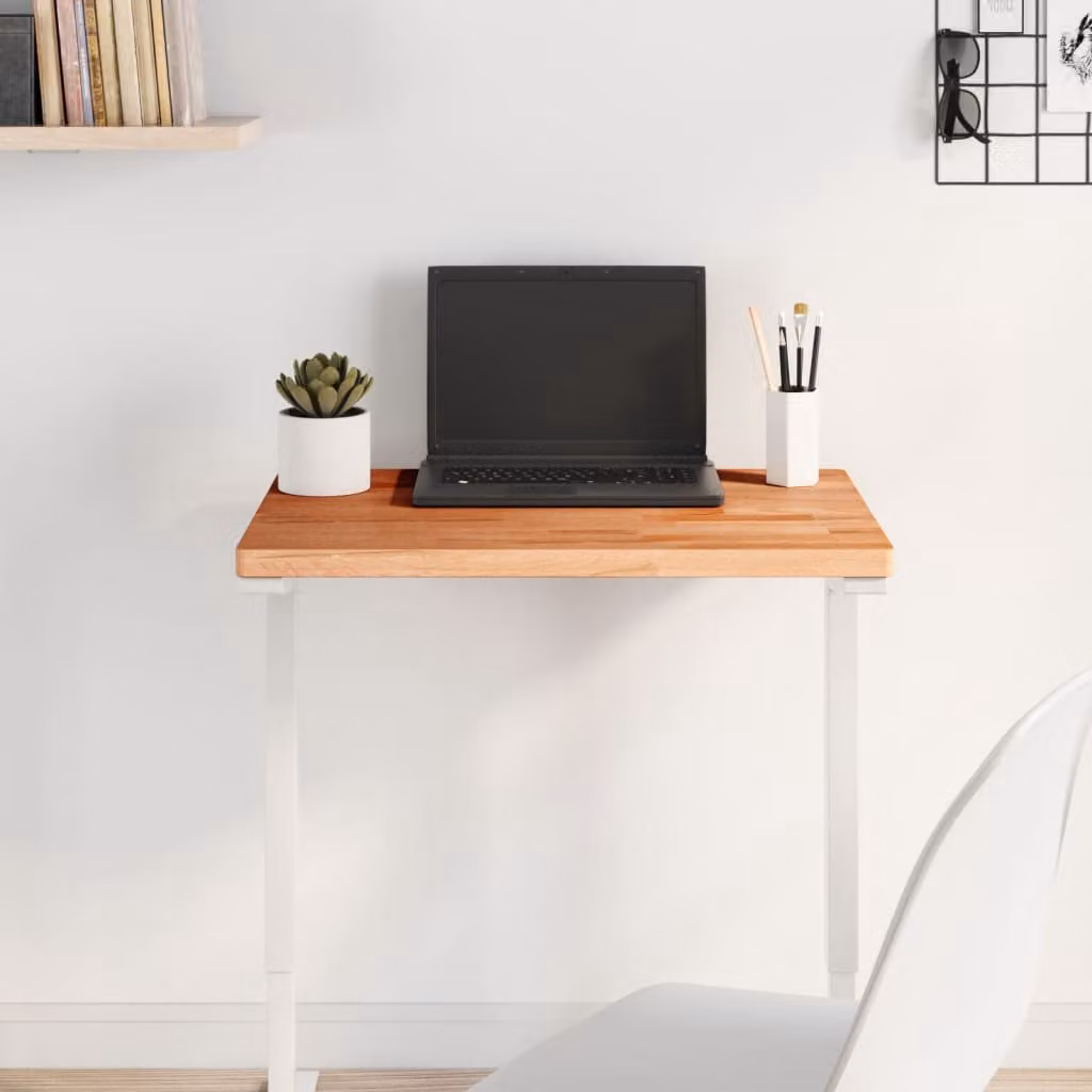 Piano Tavolo Rettangolare vidaXL in Legno di Faggio Marrone L: 60 cm, P: 40 cm, H: 2,5 cm