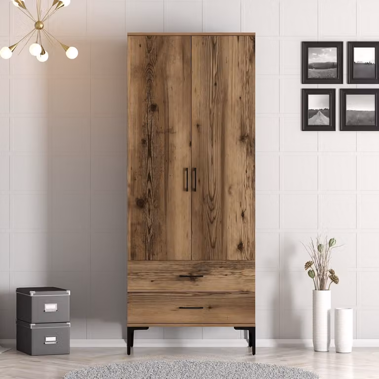 Skye Decor, Kumsal T - Noce, armadio, noce, 100% PANNELLI DI PARTICELLE RIVESTITI IN MELAMMINA, 80 x 201,4 x 47,5 cm