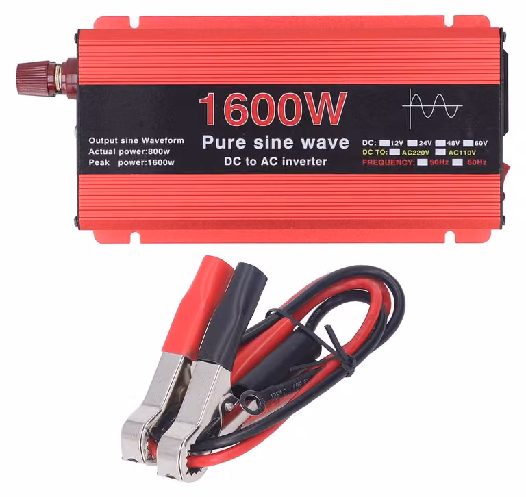 Inverter a onda sinusoidale pura, 1600 W, involucro esterno protettivo in lega di alluminio per imbarcazioni, da 12 V CC a 220 V CA