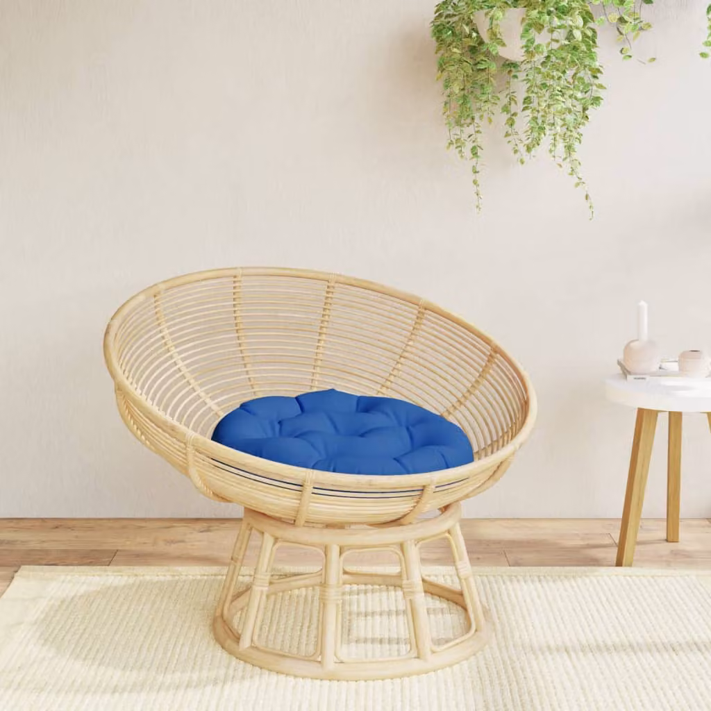 vidaXL Cuscino Rotondo Blu in Poliestere Traspirante e Idrorepellente Ø 60 x 11 cm