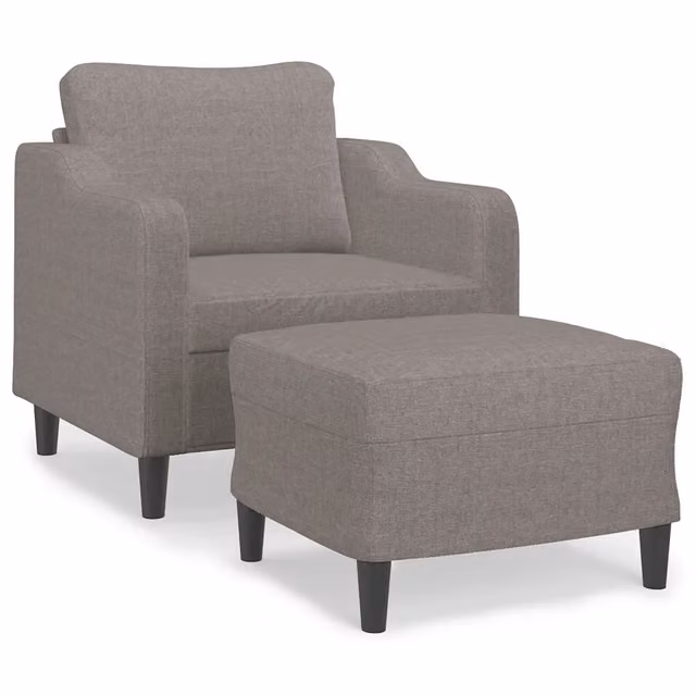 Poltrona | Sedia Relax con Poggiapiedi Tortora 60 cm in Tessuto