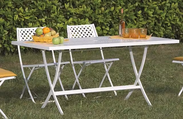 Tavolo da Giardino Pieghevole 140x80x75 cm in Acciaio RD Italia Hermes 140 Bianco