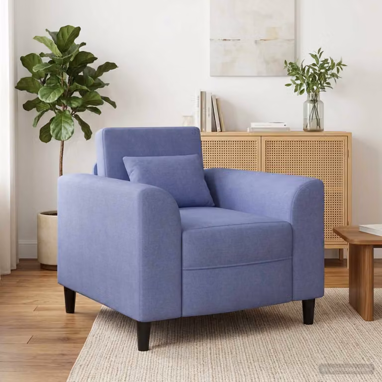Poltrona lounge moderna vidaXL in tessuto blu con braccioli