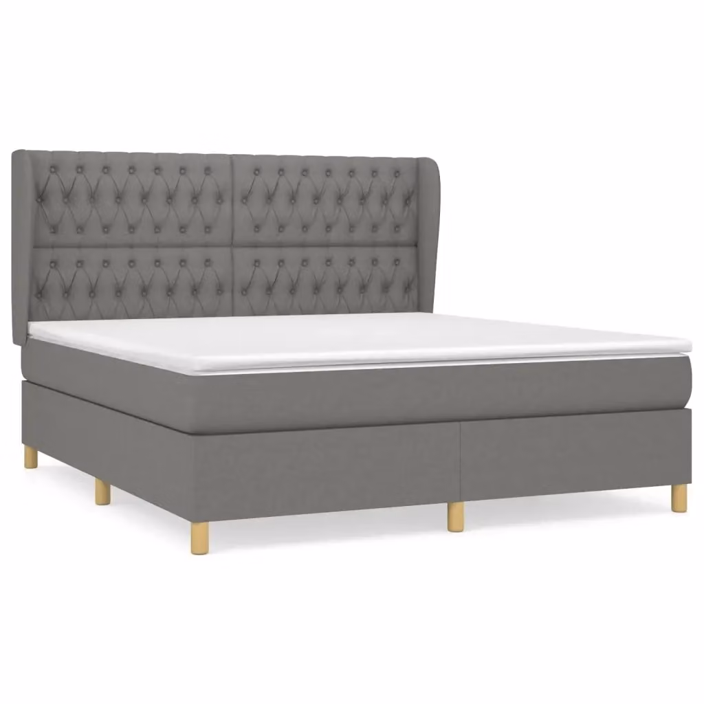 vidaXL Letto Ibrido con Materasso e Giroletto a Molle in Tessuto Grigio e Bianco L/P/H: 180 x 200 x 128 cm – 2