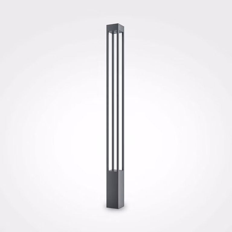 Lampada Da Terra Moderna Da Esterno Metallo Grafite Luce Led 20W Ip65