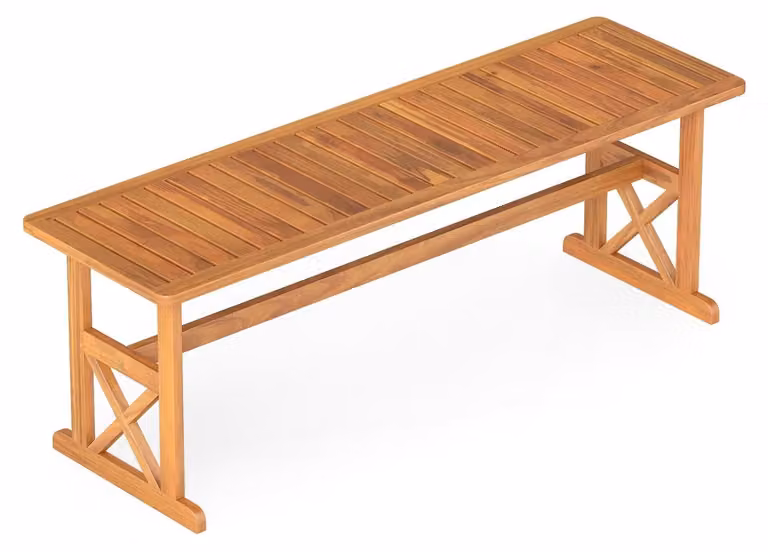 Panchina da esterno in legno di acacia, 130 cm, 2-3 posti a sedere, design a doghe.